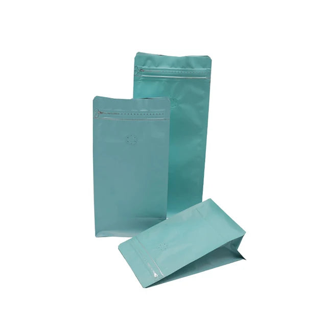 125g 250g 500g 1kg Horizontal Square Flat Bottom Eight Side Seal Coffee Bag One-Way Valve Zipper Lock Food Storage Tea Cartons