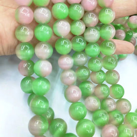 8/10/12/14MM Natural Two Color Cat's Eye Beads Loose Round Gemstone Beads for DIY Bracelet Necklace Earrings Jewelry Making