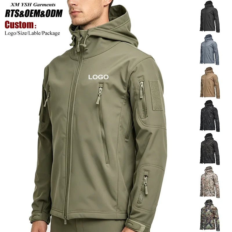 Men's Softshell Jacket Fleece Lined Water Resistant Hooded Winter Coats for Men Outdoor Work Hiking with Pockets
