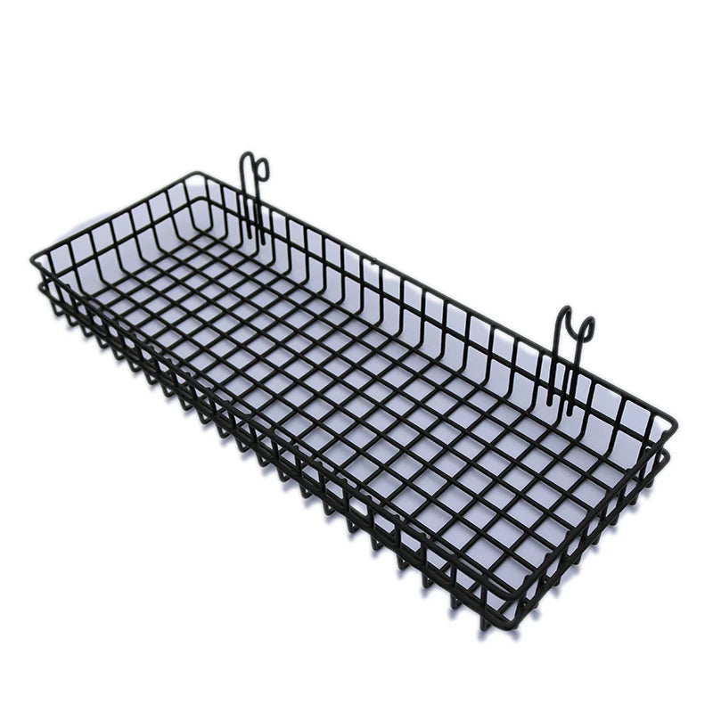 Metal Mesh Wall Organizer Pegboard  Black Coated Storage Grid Hanging Basket for Home Office Kitchen Bathroom Plant Display