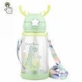 Portable Dual Straw Fancy Plastic Water Bottles Double Drink Cup Children'S Cute Straw Cup Kids Plastic Drink Water Bottle