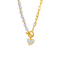 2026 New Arrival Trendy Stainless Steel Necklace Sweet Temperament Pearl Irregularity Three-Dimensional Heart Necklace Women
