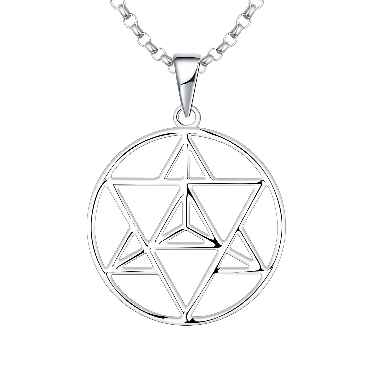 925 Sterling Silver Pentagram Pentacle Hexagram Pendant Necklace YH JEWELLERY for Women Men