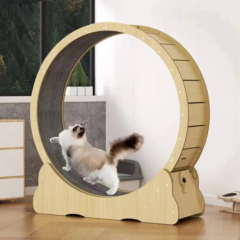 Silent Sports Running Wheel High Fiberboard Cat Climbing Frame Polished Art Cat Toys Wooden Wood Crafts Wooden Boxes Wall Signs