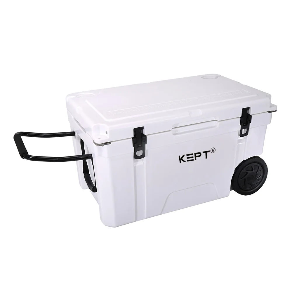 Boright 65QT Durable Insulated LLDPE Rotomolded Modern Leak Proof Cooler Box with Wheels for Camping Fishing Food & Cans
