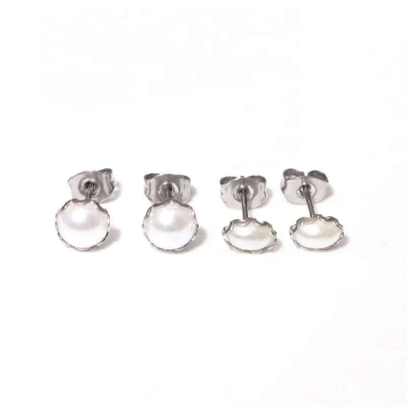 2025 Wholesale Titanium F136 Unthreaded Pearl Stud  Classic Lip Pattern Body Jewellery for Wedding or Engagement
