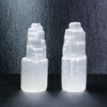 Wholesale  Healing Crystal Wand Semi Precious Stone Hexagon Spiritual Tool Selenite Tower Lamp for Meditation