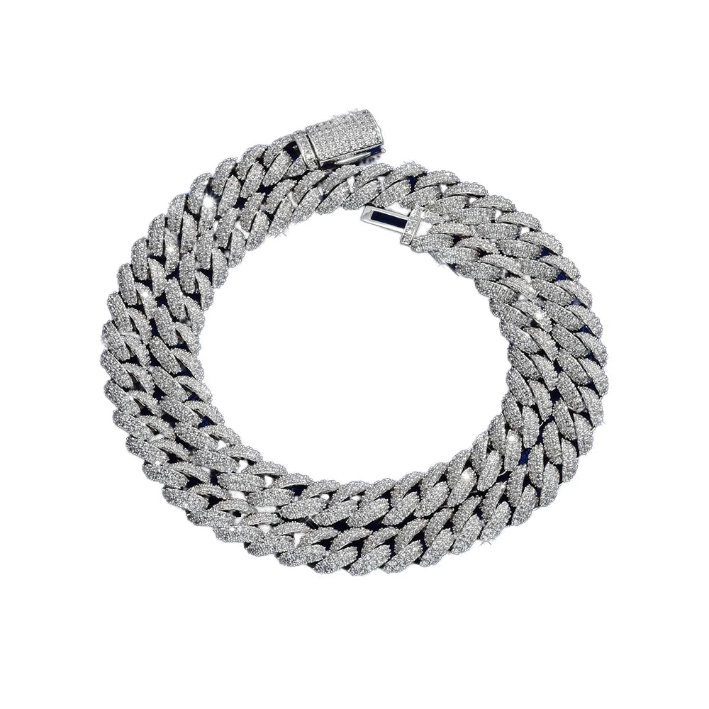 S925 Silver 10mm Mosan Diamond Full Set Cuban Hip Hop Style Moissanite Necklace and Bracelet
