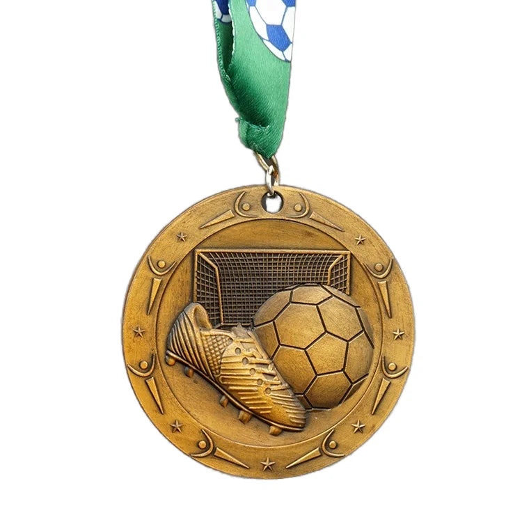 Soccer Sport Golden Boot Medals Custom Champions League Soccer Jersey Medal Street Custom Gold Metal Soccer Medals with Ribbon