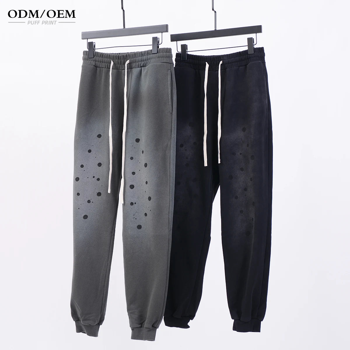 Custom logo French Terry Cotton Regular Fit Midweight Casual Mid Waist Acid Vintage Wash Sweatpants