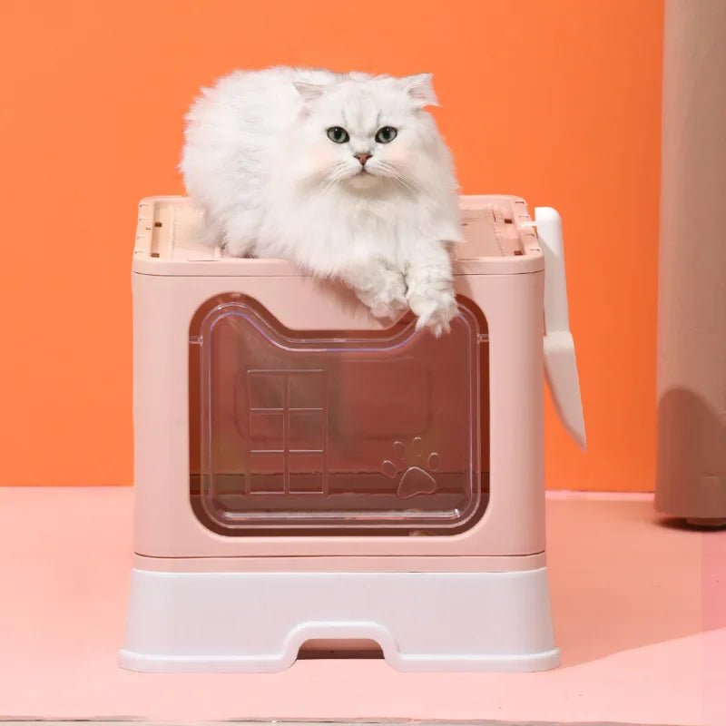 New Design Large Silica Gel Crystal Foldable Smart Easy Clean Cat Litter Box with Drawer Full Enclosed 20L Capacity