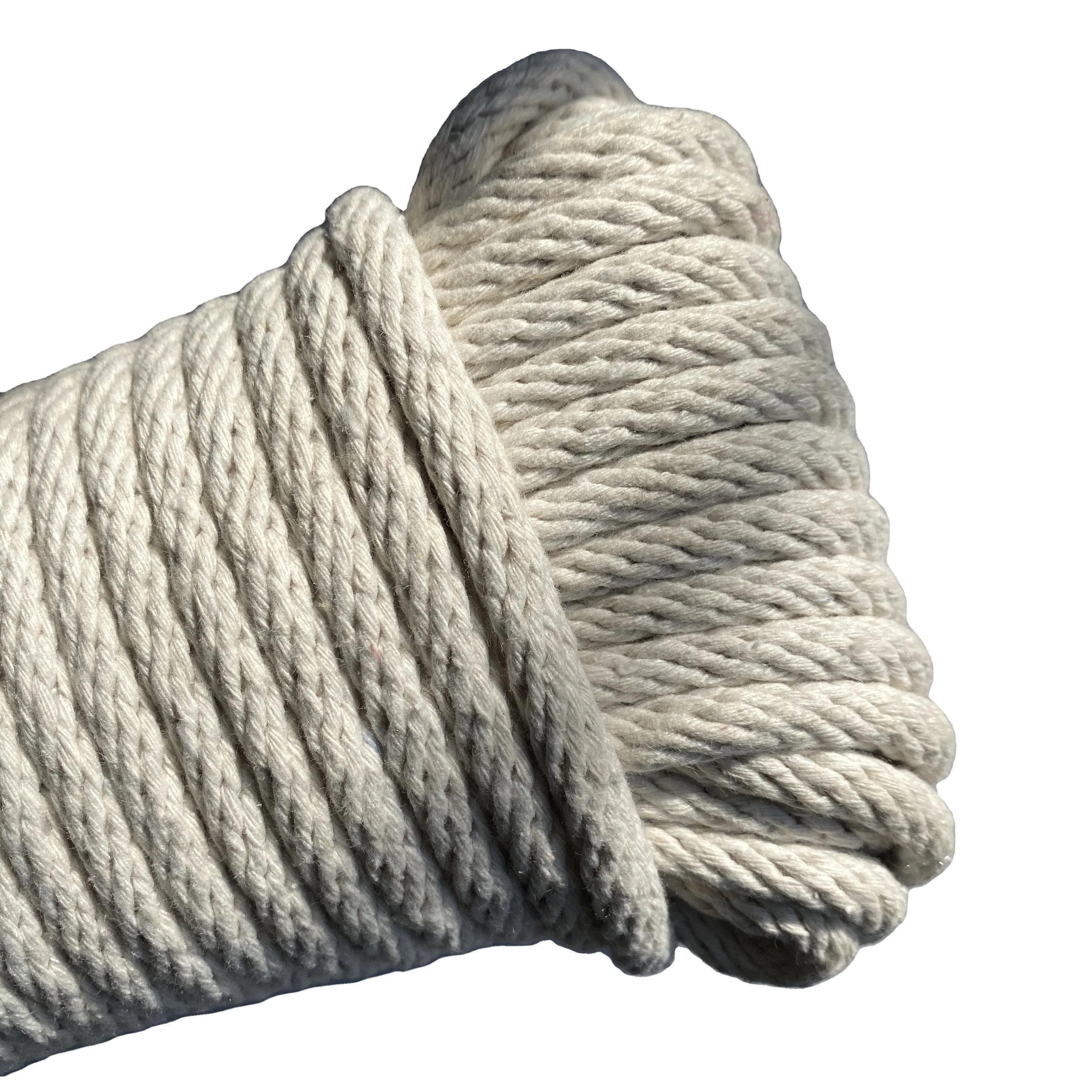 Coil-Packed Eco-friendly White Macrame Cord Cotton Rope 3 Strands Twisted Durable Braid for DIY Projects
