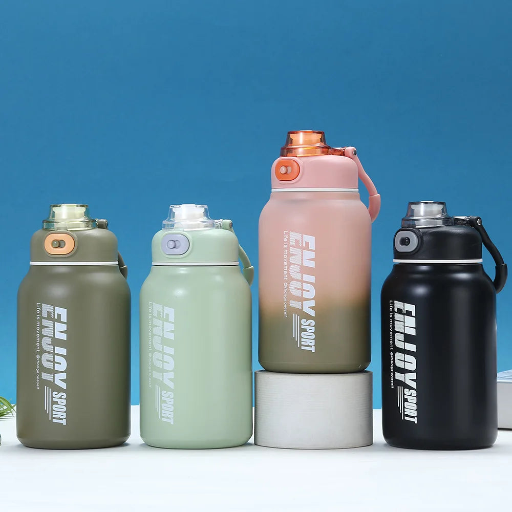 Madou New Large-Capacity 304 Stainless Steel Thermos Cup Fashion Sports Portable Direct Drinking Straw Classic Vacuum Bottle