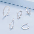 Fashionable Elegant 925 Silver Ring and Hoop Earrings Set Micro Insert Zircon for Women Anniversary Gift Silver Jewelry Set