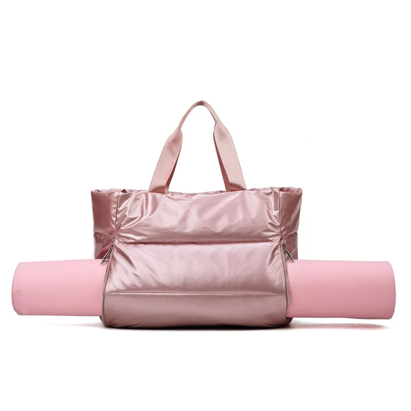 Large Capacity Fitness Sports Tote Handbags Yoga Mat Carry Bag Puffer Yoga Bag Travel Duffel Gym Bag