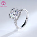 14K Solid Gold Jewelry Ring Moissanite Diamond 7x9mm 3Ctw Emerald Cut Moissanite Halo Ring Wedding Engagement Ring for Bride