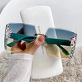 Summer  Wholesale Factory  Luxury  Square Eyewear Women Diamond UV400 Rimless Rhinestone Sunglasses Occhiali Da Sole Donna
