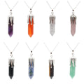 Natural Gemstone Chakra Spitutal Crystal Pendants Wrapped Healing Stones Hexagonal Column Pendant Point Bullet Necklace Jewelry