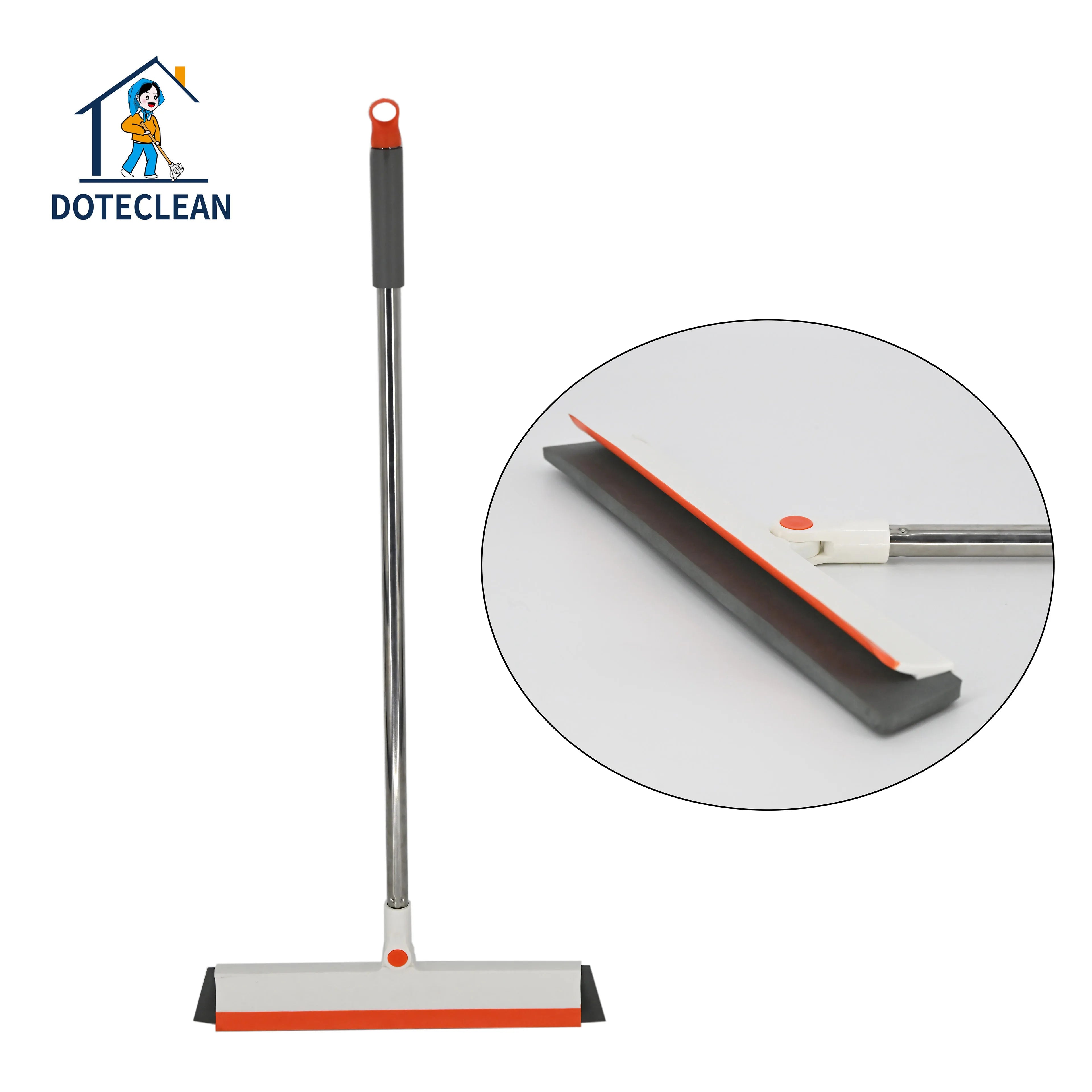 Hot Long Handle Flat Floor Wash Cleaning Brush Squeegee 2 in 1 for Bathroom Scrubber in EVA and Rubber Blade