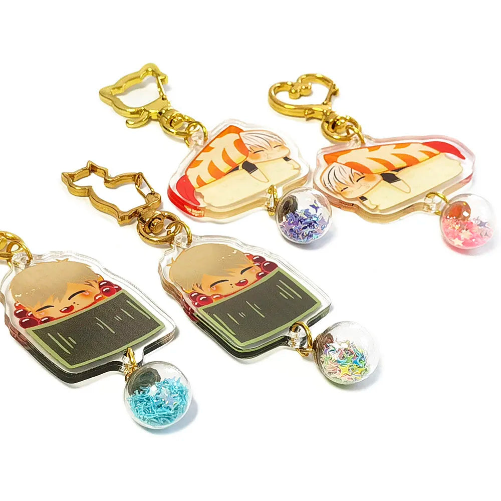 Kuien Custom Clear Linked Acrylic Printed Plastic Keychain Hot Sale Cute Accessories With Acrylic Charms