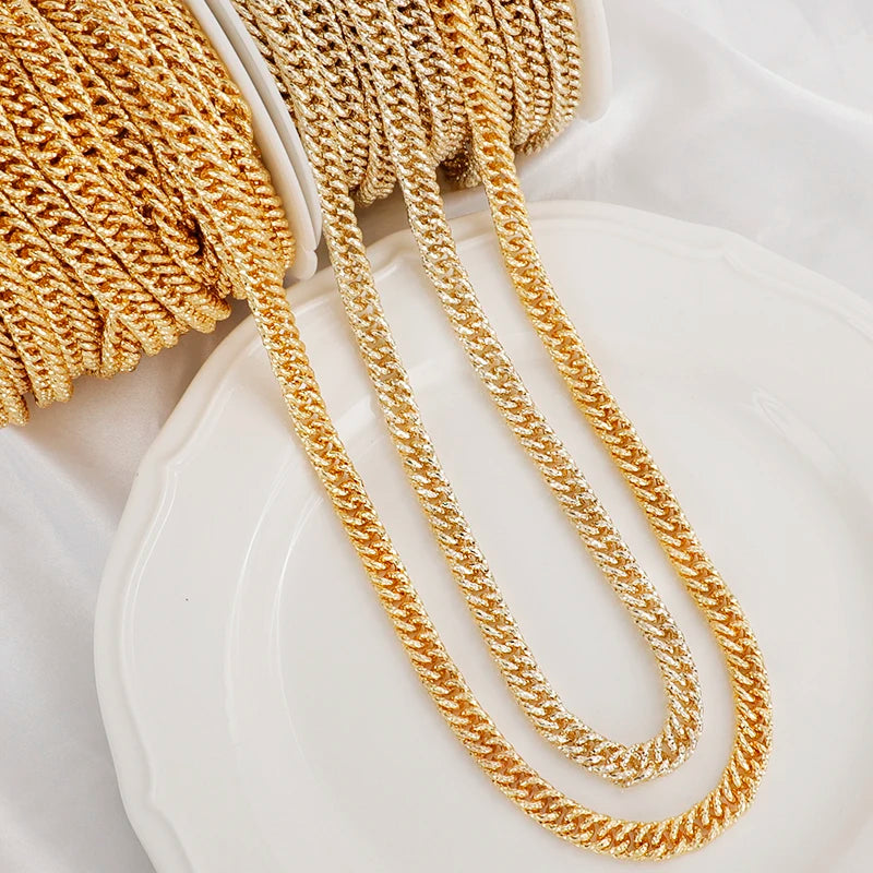 Brass 18k Gold Plated Chains Jewelry Making Materials Real Gold Exaggerated Color Preserving Engraved Thick Gold Chain