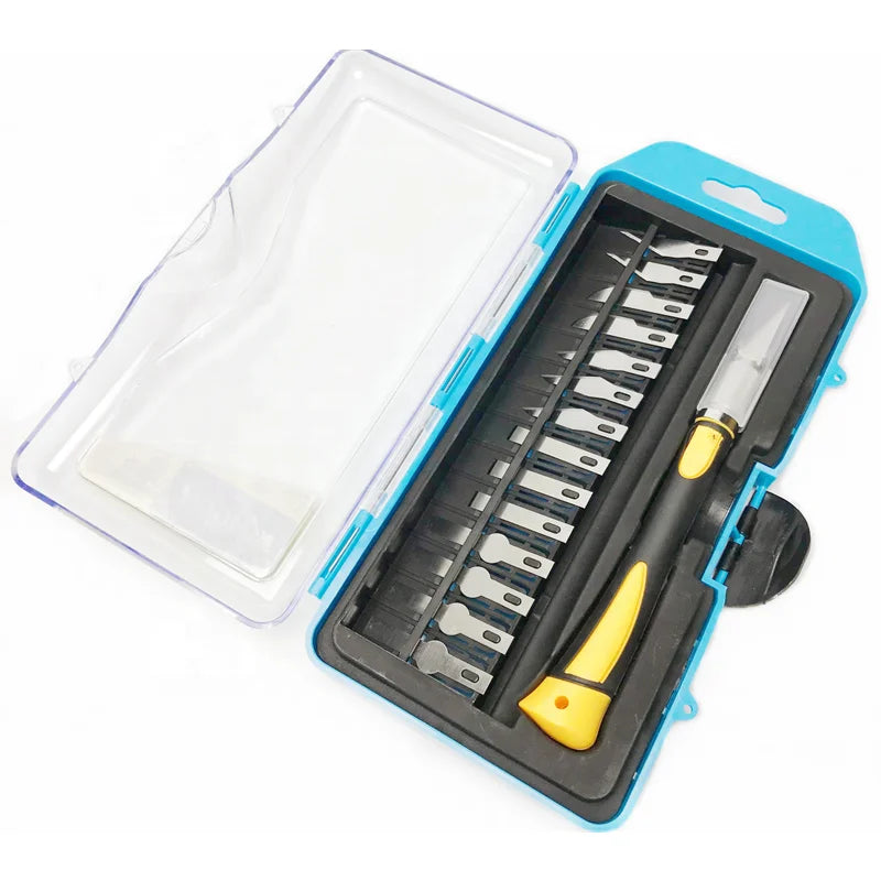 Precision DIY Carving Knife Set with Plastic Handle 14 Pieces OEM Customizable for Wallpaper Cutting
