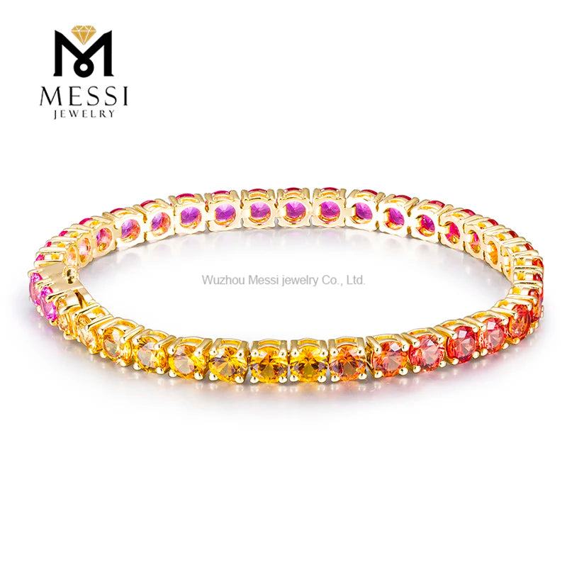 Messi Jewelry  MS-374 10K Gold Jewelry  Fashion Synthetic Corundum Corundum Gold Tennis Bracelet