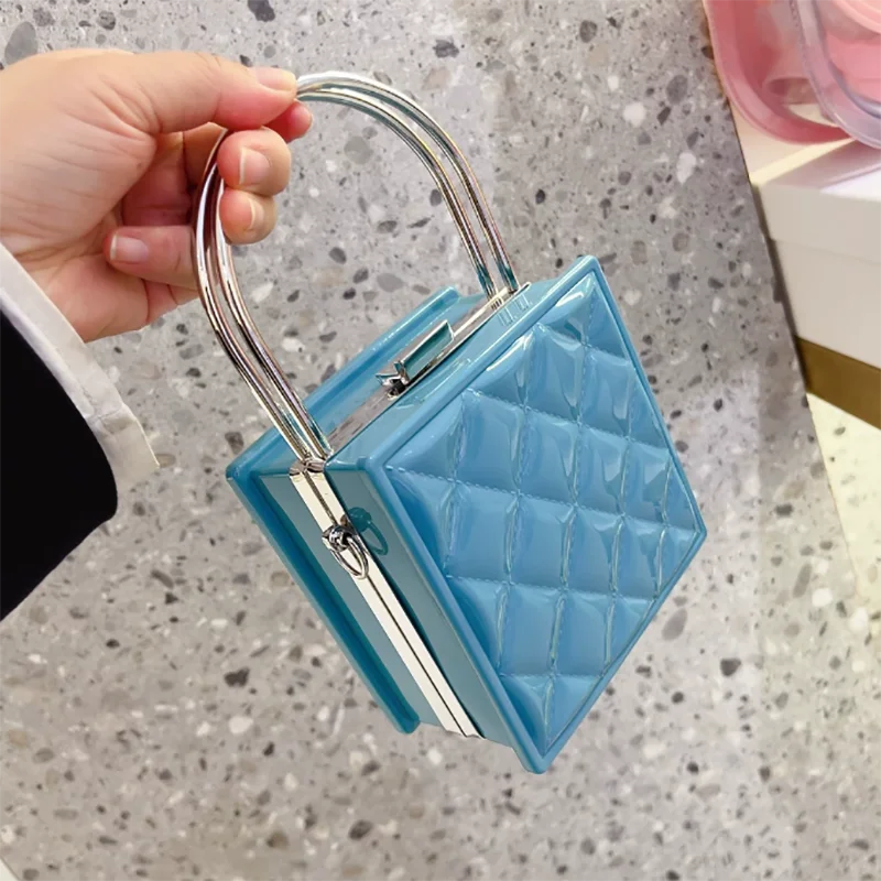 New Style Retro Small Square Bag Chain Candy Color Bag Crossbody Box Bag for Ladies