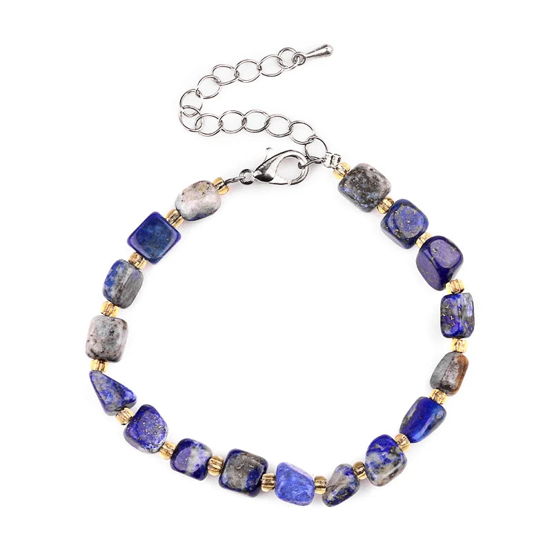 Hot Sale Wholesale Irregular Lapis Lazuli Stone Beads Religious Style Bracelet Charm Fashion Unisex Bracelet As Gift Selection