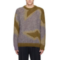Customizable Men's Winter Sweater Jacquard Dropped Shoulders Mohair-Blend Knitwear Pullover Crewneck Breathable Design-OEM/ODM
