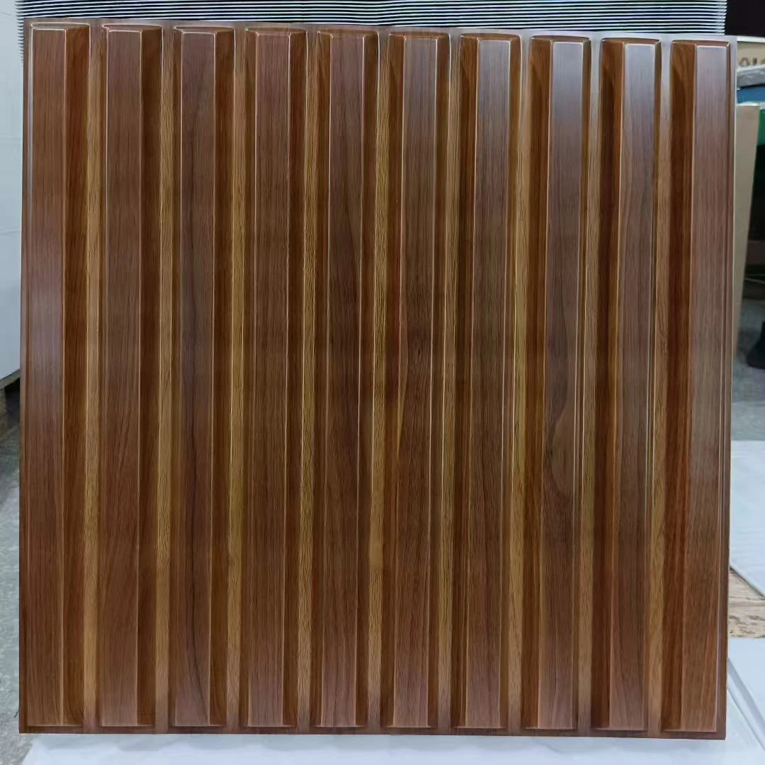 Hotel Decorative 3d Wood Wall Panels and Stripes Pvc 3d Wall Panels 19.7*19.7 Inch Board MegaBDM