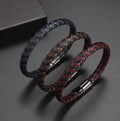 Classic Black Leather Bracelet for Men Hand Jewelry Gift Handsome Business Bracelet With Metal Magnetic Clasp
