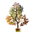 New Arrival Customized Energy Healing Crystal Gemstone Crafts Engraved Chip Tree with Wooden Base for Home Decoration