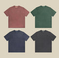 ET-037 Double Jersey Thick Fabric 320gsm Short Sleeve t Shirt Heavy Pigment Dye Vintage t Shirts for Men