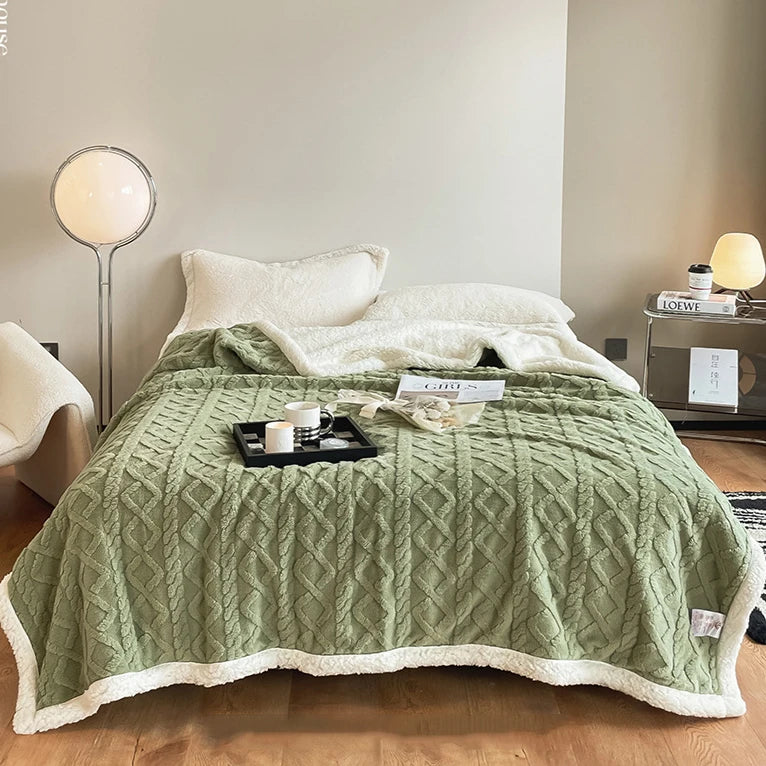 YongHo Modern European American Large Size Double-Sided Milk Fleece Custom Design Solid Plaid Home Blanket