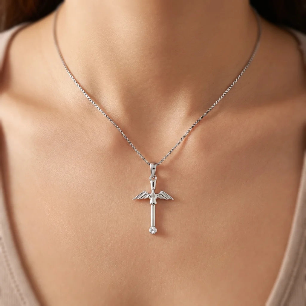 Wholesale Charm Pendants Rhodium Plated Cubic Zirconia Christian Cross God Retro 925 Sterling Silver Fine Jewelry