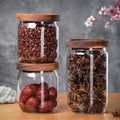 450ml 1000ml Food Grade Wholesale High Borosilicate Glass Storage Jar Organiser Jars Glass with Wood Lid