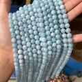 Natural Gemstone Bangles Healing Stone Beads Blue Crystal Birthstone Jewelry Making Beads Aquamarine and Stones