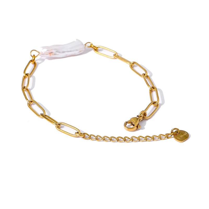 JINYOU 1486 Trendy Freshwater Pearl Chain Bracelet for Women 18 K Gold Plated Stainless Steel Bracelet Jewelry