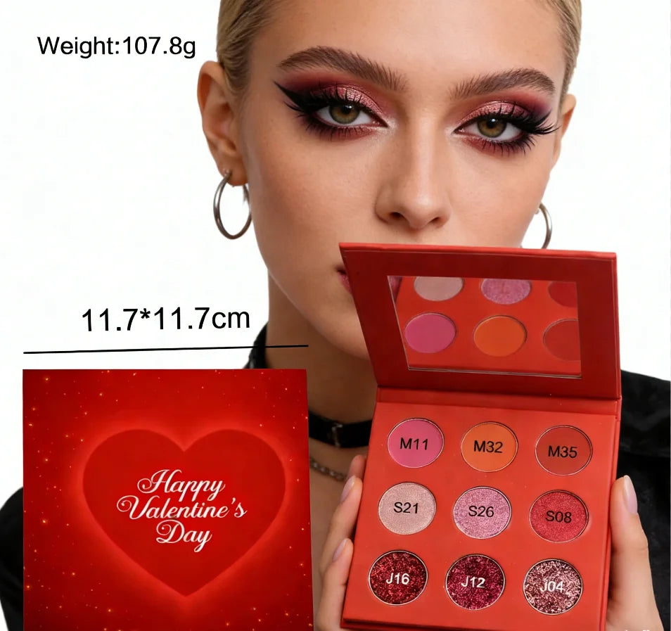 Customizable Valentine Makeup Eyeshadow Palette High Pigment Private Label Vegan DIY Eye Shadow Pallet Water Proof Shimmer Dark