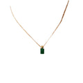 HOVANCI Waterproof 18K Gold Plated Green Square Necklace Stainless Steel Glass Emerald Pendant Necklace