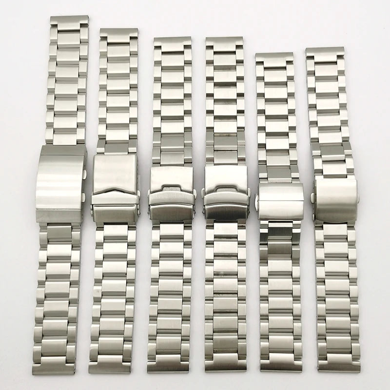 3 Beads Shinny Polished Steel Stainless Solid Metal Watch Band Bracelet