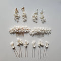 SLBRIDAL Handmade Crystal Rhinestone Pearls Ceramic Flower Bridal Hair Comb Wedding Hair Accessories Bridesmaids Women Jewelry