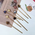 Lollipop Shape Decorative Hair Chopsticks  Jewelry for Women Simple Elegant Round Ball Metal Hair Stick Fork Chignon Maker