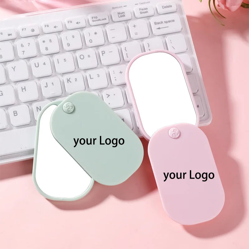 Zonyin HD Recyclable Plastic Small Makeup Mirror Portable Square Rounded Flip Pocket Mirror With Customized Logo