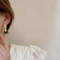 HOVANCI Special Design Gold Silver Plated Freshwater Pearl Geometric Earrings 8 Strange Wrinkled Stud Earrings for Banquet