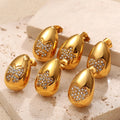 18K Gold Stainless Steel Hollow Water Droplet Earrings for Women's Pentagram Heart-shaped butterfly Zircon Fashionable Earrings