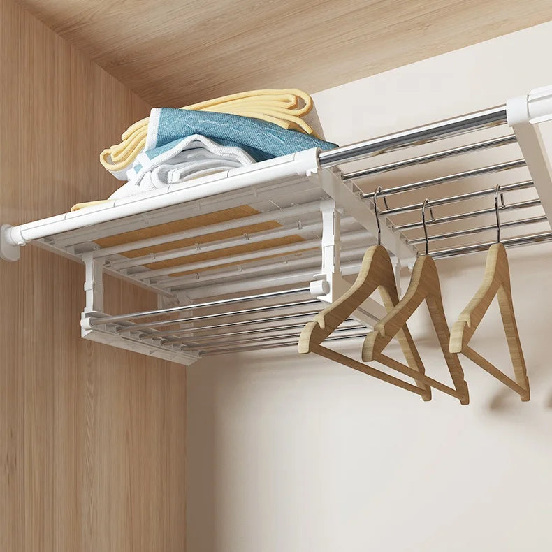 Telescopic Adjustable Length Bedroom Wardrobe Storage Layered Partition Nail-free Clothes Layer Shelf Storage Holders & Racks