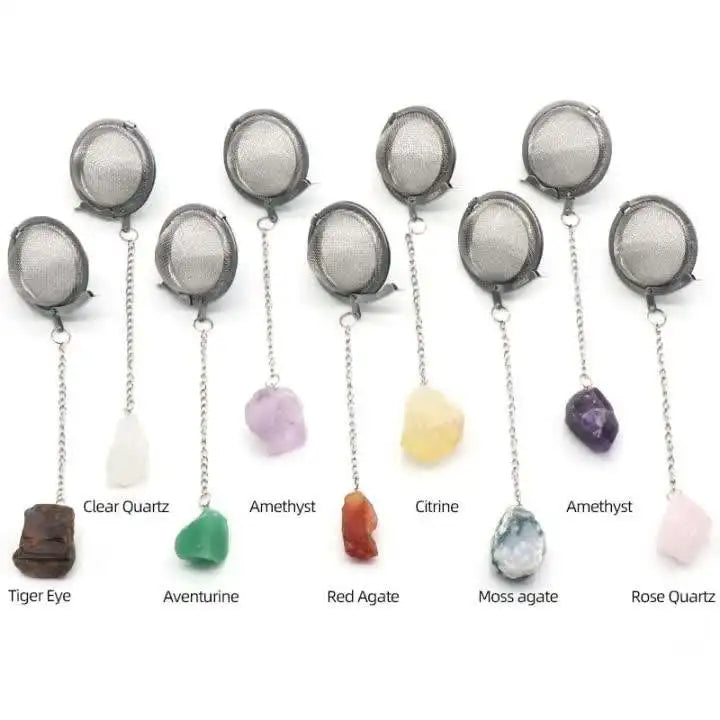 Natural Irregular Stone Filter Ball 304 Stainless Steel Tea Filter Keychain