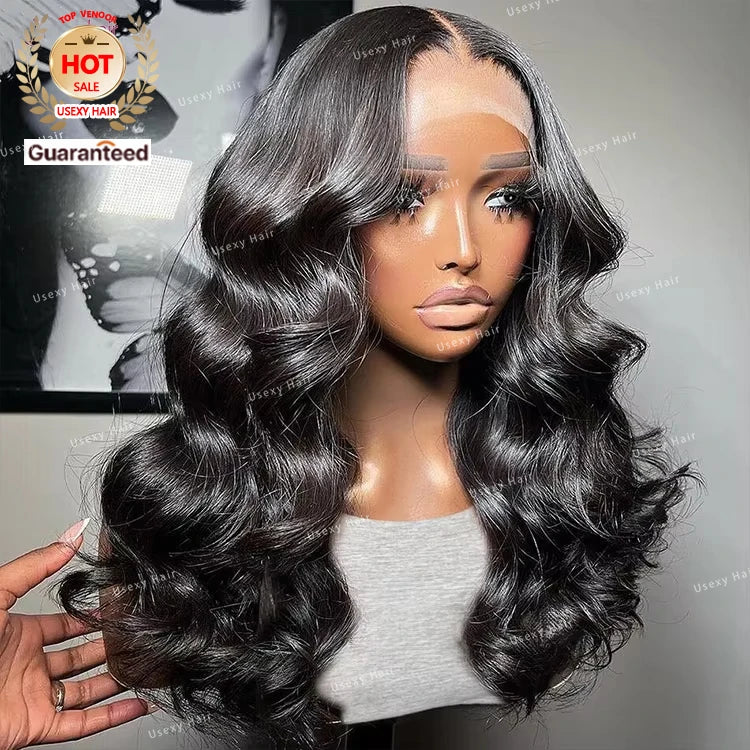 Natural Black 13x6 HD Glueless Lace Front Wigs Preplucked Ready to Wear Go 20inches Body Wave Lace Front Wigs for Black Women